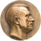 Drittes Reich
 Einseitige Bronzegußmedaille o.J. (H.J.Pagels) Kopf von Adolf Hitler nach rechts. 128 mm. Mit Aufhängevorrichtung Colbert/Hyder - Vorz...
