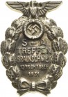 Drittes Reich
 Abzeichen 1931. SA-Treffen Braunschweig. 5 Zeilen Schrift im Eichenkranz, darüber Reichsadler mit Hakenkreuz. 51,8 x 36,3 mm, 12,98 g....