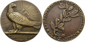 Drittes Reich
 Bronzegussmedaille 1936 (Alfred Vocke) Ehrenpreis des Reichsministers des Innern - Deutsche Polizeimeisterschaft. Adler vor aufgehende...