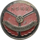 Drittes Reich
 Abzeichen o.J. Nationalsozialistisches Kraftfahrerkorps - "Kriegskraftfahrerin". Metall, rot lackiert. Mit Nadel. 27,5 mm Hüsken 4130 ...