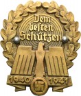 Drittes Reich
 Einseitige Bronzegussplakette 1941 (C.E. Juncker, Berlin) Dem besten Schützen. Zielscheibe im Eichenkranz, davor Reichsadler mit Haken...