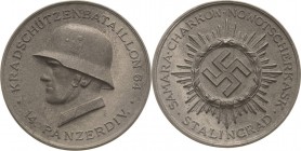 Drittes Reich
 Zinkmedaille 1941 (Richard Klein/Deschler) Erinnerungsmedaille des Kradschützenbataillons 64 der 14. Panzerdivision. Kopf eines Soldat...