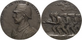 Erster Weltkrieg
 Bronzierte Eisengussmedaille o.J. (1914) (P. Leibküchler) Schlacht bei Dixmuiden in Westflandern. Brustbild eines Soldaten nach lin...