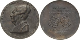 Gorsemann, Ernst 1886-1960 Bronzegussmedaille 1927. Auf den 80. Geburtstag von Helene Freifrau von Manteuffel in Krossen. Brustbild mit hochgestecktem...