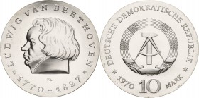 Gedenkmünzen
 10 Mark 1970. Beethoven Jaeger 1528 Vorzüglich-Stempelglanz