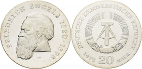 Gedenkmünzen
 20 Mark 1970. Engels Jaeger 1529 Fast Stempelglanz