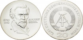 Gedenkmünzen
 20 Mark 1973. Bebel Jaeger 1547 Fast Stempelglanz