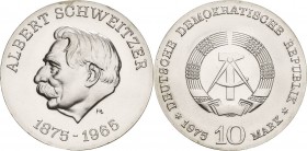 Gedenkmünzen
 10 Mark 1975. Schweitzer Jaeger 1554 Winz. Randfehler, fast Stempelglanz