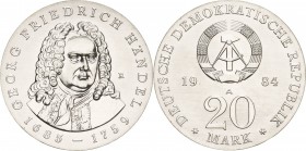 Gedenkmünzen
 20 Mark 1984. Händel Jaeger 1595 Stempelglanz