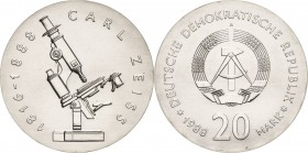 Gedenkmünzen
 20 Mark 1988. Zeiss Jaeger 1621 Fast Stempelglanz