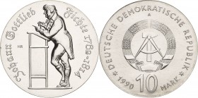 Gedenkmünzen
 10 Mark 1990. Fichte Jaeger 1636 Stempelglanz