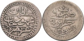 Algerien
Mahmud II. 1808-1839 1/4 Budju 1829 (AH 1244), Algier (Jezair) KM 67 Mitchiner 1311 Sehr schön