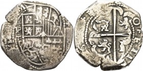 Bolivien
Philipp IV 1621-1665 8 Reales 1651(?), PE-Potosi KM 19 b Selten ohne Gegenstempel. Doppelschlag, sehr schön