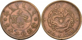 China
Kuang-Hsu 1874-1908 20 Cash o.J. (1906). Provinz Hu poo KM Y 5 Sehr schön