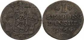 Dänemark
Frederik V. 1746-1766 Skilling 1764, W-Kopenhagen Hede 37 B KM 578.2 Sehr schön