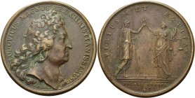 Frankreich
Ludwig XIV. 1643-1715 Bronzemedaille 1697 (J. Mauger) Frieden von Ryswik. Kopf nach rechts / Mars und Justitia halten Lorbeerkranz. 41,1 m...