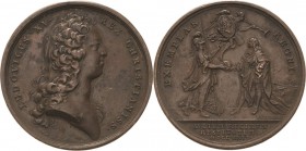 Frankreich
Ludwig XV. 1715-1774 Bronzemedaille 1726 (J. Duvivier) Auf die Regierung Ludwigs XV. Brustbild nach rechts / Pallas überreicht dem jungen ...