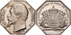 Frankreich
Napoleon III. 1852-1870 Achteckige Silbermedaille o.J. (nach 1855) (Dantzell) Référendaires au sceau de france. Kopf nach links / Bekrönte...