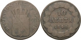 Griechenland
Otto I. 1832-1862 10 Lepta 1843, Athen Divo 19 b KM 25 Seltener Jahrgang. Schön