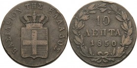 Griechenland
Otto I. 1832-1862 10 Lepta 1850, Athen Divo 20 e KM 29 Sehr schön