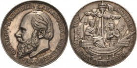 Niederlande-Königreich
Wilhelm III. 1849-1890 Silbermedaille 1876 (Geerts) Auf die Eröffnung des Nordsee-Kanals. Kopf nach links / Hollandia mit Stab...