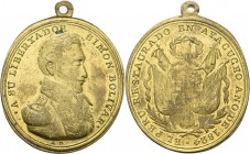 Peru
Republik Vergoldete Bronzemedaille 1824 (spätere Prägung des. 19. Jhd.) (nach Davalos) Auf den Sieg General Sucre über Spanien. Brustbild nach r...