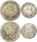 Russland
Elisabeth I. 1741-1761 10 Kopeken und 1/4 Rubel 1747 Moskau Bitkin 207, 157 2 Stück. Fast sehr schön (ein Stück mit Graffiti)