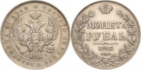Russland
Nikolaus I. 1825-1855 Rubel 1843, SPB/AI-St. Petersburg Bitkin 202 Davenport 283 Min. bearbeitet, vorzüglich