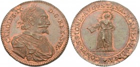 Schweden
Karl IX. 1604-1611 Kupfermedaille o.J. (um 1710) (A. Karlsteen) Konsolidierung des Augsburger Bekenntnisses. Brustbild nach rechts / Personi...