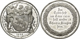 Schweiz-Bern, Stadt
 Zinnmedaille 1848 (Drentwett) Sängerbundfest. Berner Wappen von 4 Sängern gehalten. 41 mm, 20,57 g Revers kl. Kratzer, Stempelgl...