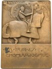 Ungarn
Medaillen Einseitige Bronzeplakette o.J. (Göröntsér) Isa pur és chomuv wogmuc. Personifizierter Tod reitet nach rechts, darunter 2 Zeilen Schr...