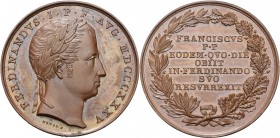 Kaiserreich Österreich
Ferdinand I. 1835-1848 Bronzemedaille 1835 (A. Neuss) Thronbesteigung. Kopf nach rechts / 7 Zeilen Schrift im Lorbeer- und Eic...