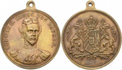 Bayern
Ludwig II. 1864-1886 Bronzemedaille o.J. (unsigniert) Brustbild halb rechts / Wappen. 33,5 mm, 15,00 g. Mit Originalöse Klose -, vgl. 188 (Rv)...