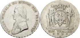 Brandenburg-Preußen
Friedrich Wilhelm III. 1797-1840 Taler 1799, A-Berlin Olding 102 a Jaeger 29 Davenport 2603 Sehr schön+