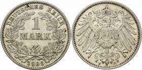 Kleinmünzen
 1 Mark 1909 E Jaeger 17 Selten. Sehr schön+
