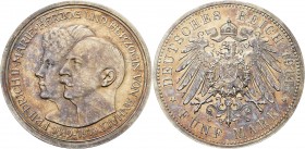 Anhalt
Friedrich II. 1904-1918 5 Mark 1914 A Silberhochzeit Jaeger 25 Polierte Platte-