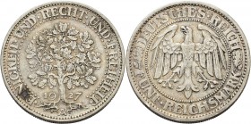 Gedenkausgaben
 5 Reichsmark 1927 A Eichbaum Jaeger 331 Sehr schön-vorzüglich
