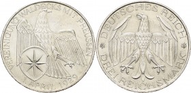 Gedenkausgaben
 3 Reichsmark 1929 A Waldeck Jaeger 337 Kl. Randfehler, fast vorzüglich/vorzüglich-Stempelglanz