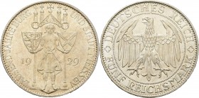 Gedenkausgaben
 5 Reichsmark 1929 E Meißen Jaeger 339 Kl. Kratzer, vorzüglich-Stempelglanz