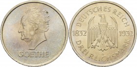 Gedenkausgaben
 3 Reichsmark 1932 A Goethe Jaeger 350 Vorzüglich-Stempelglanz