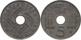Münzen der Reichskreditkassen
 5 Reichspfennig 1940 A Jaeger 618 Zaponiert, vorzüglich-prägefrisch
