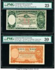 Australia Commonwealth Bank of Australia 1 Pound; 10 Shillings ND (1933-38); ND (1939) Pick 22; 25a Two Examples PMG Very Fine 25; Very Fine 30. Third...