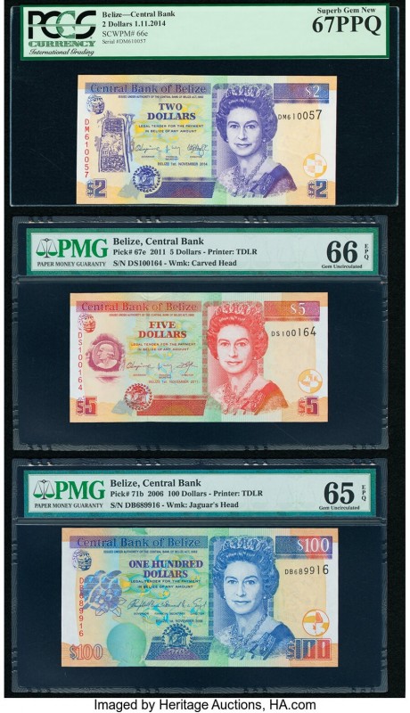 Belize Central Bank 2; 5; 100 Dollars 1.11.2014; 1.11.2011; 1.11.2006 Pick 66e; ...