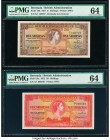 Bermuda Bermuda Government 5; 10 Shillings 1.5.1957; 20.10.1952 Pick 18b; 19a Two Examples PMG Choice Uncirculated 64 (2). 

HID09801242017

© 2020 He...