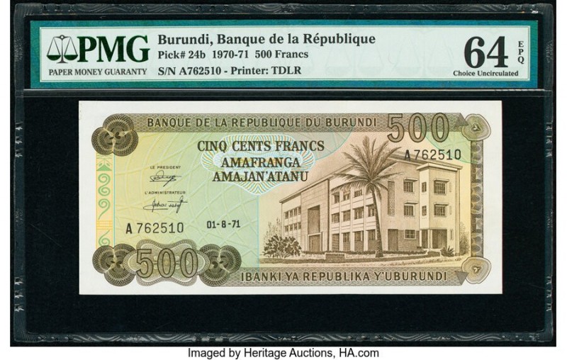 Burundi Banque de la Republique du Burundi 500 Francs 1.8.1971 Pick 24b PMG Choi...