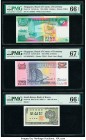 China Central Bank of China 5 Dollars; 1 Yuan 1930; 1936 Pick 200f; 212a Two Examples PMG Gem Uncirculated 66 EPQ; Gem Uncirculated 65 EPQ; Singapore ...