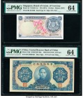 China Central Reserve Bank of China 10 Yuan 1940 (ND 1941) Pick J12h S/M#C297-30a PMG Choice Uncirculated 64; Singapore Board of Commissioners of Curr...