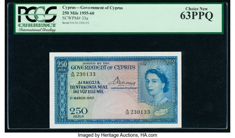Cyprus Central Bank of Cyprus 250 Mils 1.3.1957 Pick 33a PCGS Choice New 63PPQ. ...
