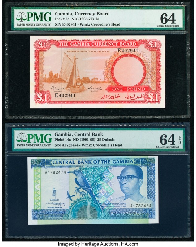 Gambia The Gambia Currency Board 1 Pound; 25 Dalasis ND (1965-70); ND (1991-95) ...