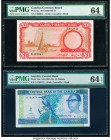 Gambia The Gambia Currency Board 1 Pound; 25 Dalasis ND (1965-70); ND (1991-95) Pick 2a; 14a Two Examples PMG Choice Uncirculated 64; Choice Uncircula...